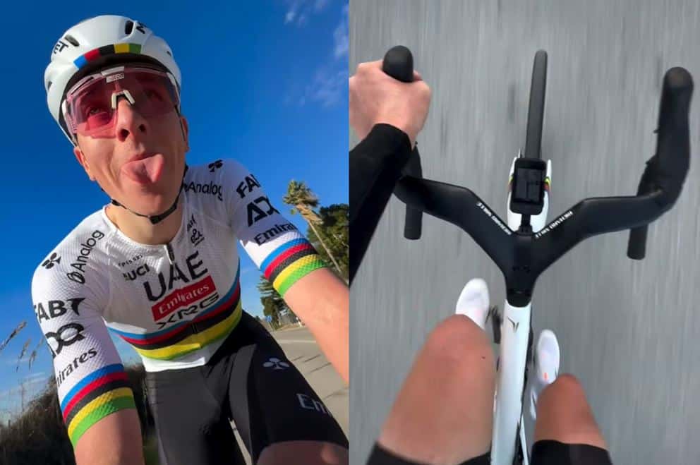 Tadej Pogacar entrenando en su nueva Colnago