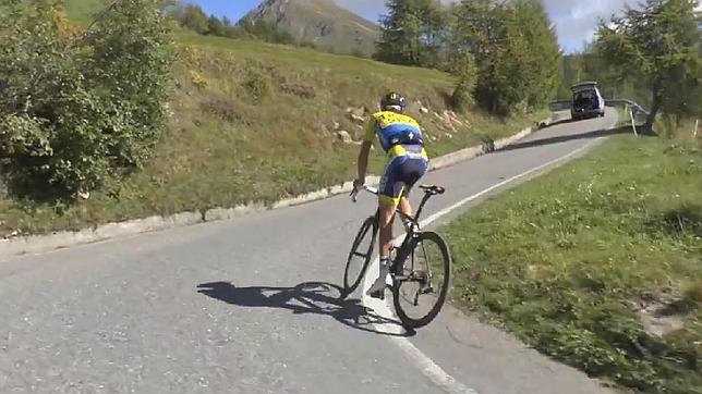 Alberto Contador en la variante que lleva su apellido