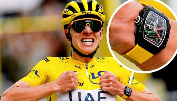 Tadej Pogacar cuando usó el reloj Richard Mille en el Tour de France 2024
