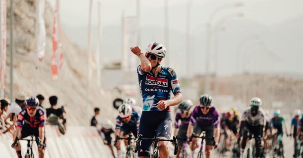 Louis Vervaeke (Soudal-QuickStep) al ganar la segunda etapa del Tour de Oman 2025