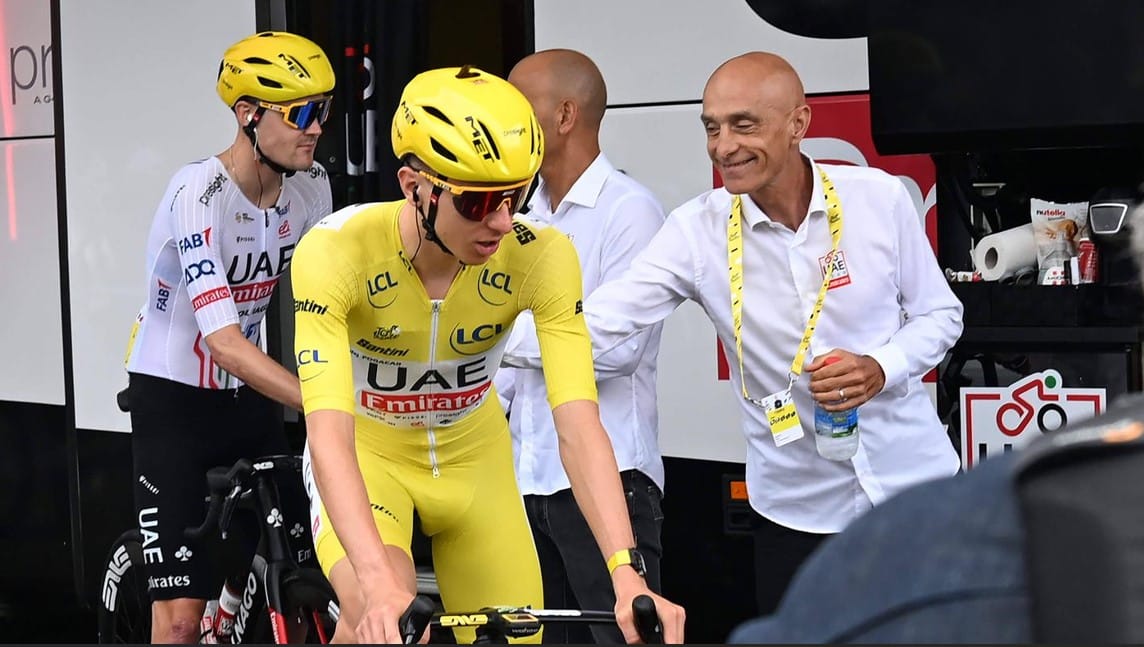 Tadej Pogacar y Mauro Gianetti, CEO del UAE