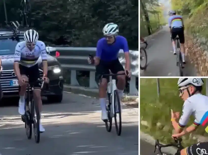 Tadej Pogacar, entrenando para Lombardía.