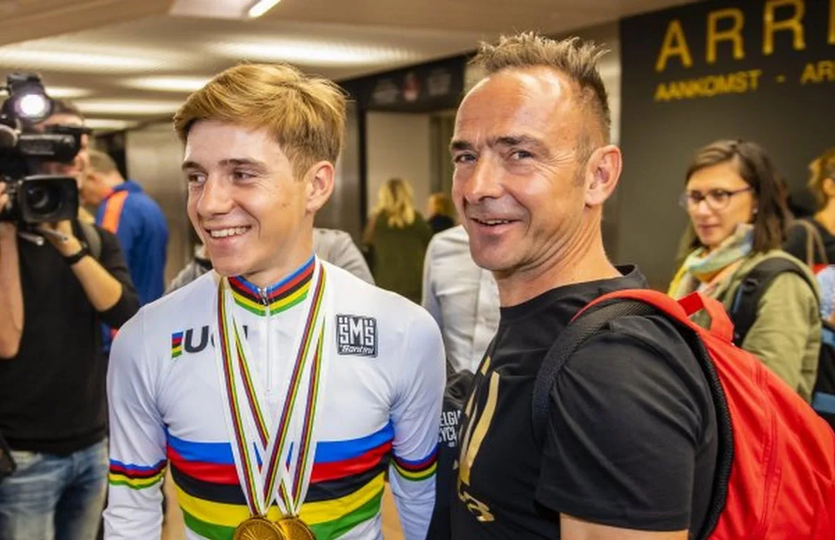 Remco Evenepoel con su padre, Patrick Evenepoel
