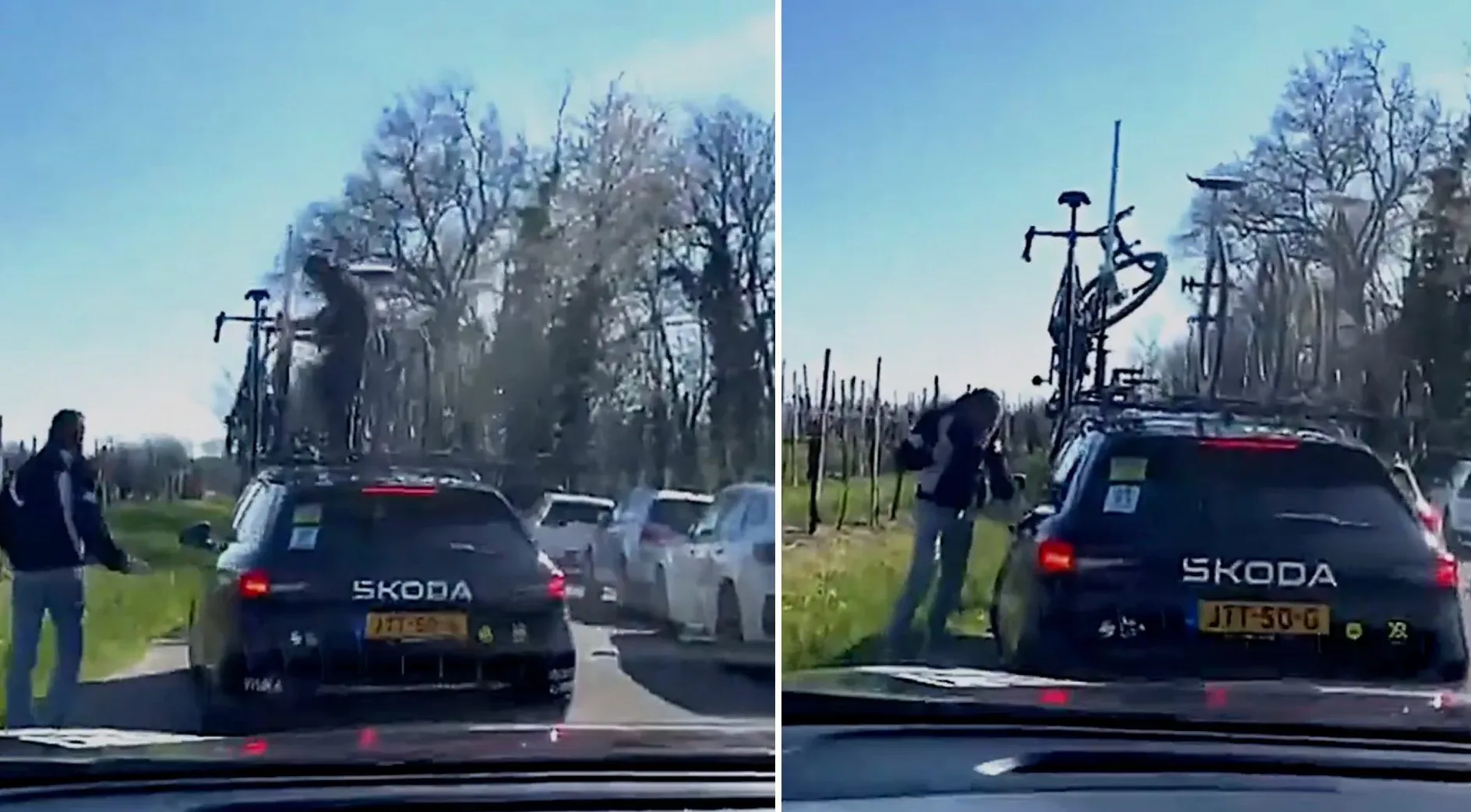 Agresores intentan robar bicicletas del coche de Visma - Lease a Bike en la Settimana Internazionale Coppi e Bartali 2026