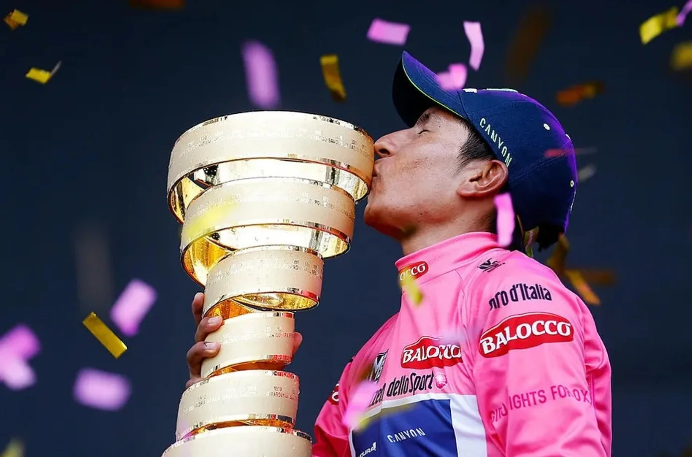 Nairo Quintana al ganar el Giro d´Italia 2014