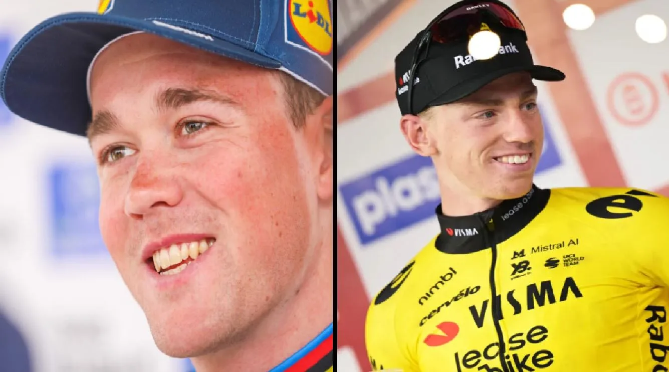 Mads Pedersen (Lidl-Trek) y Matthew Brennan (Visma - Lease a Bike)
