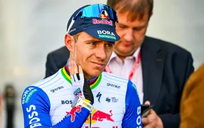 Remco Evenepoel (Red Bull) tras el tercer puesto en Lieja - Bastoña - Lieja 2026