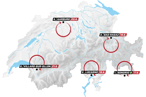 Mapa Tour de Suiza 2026