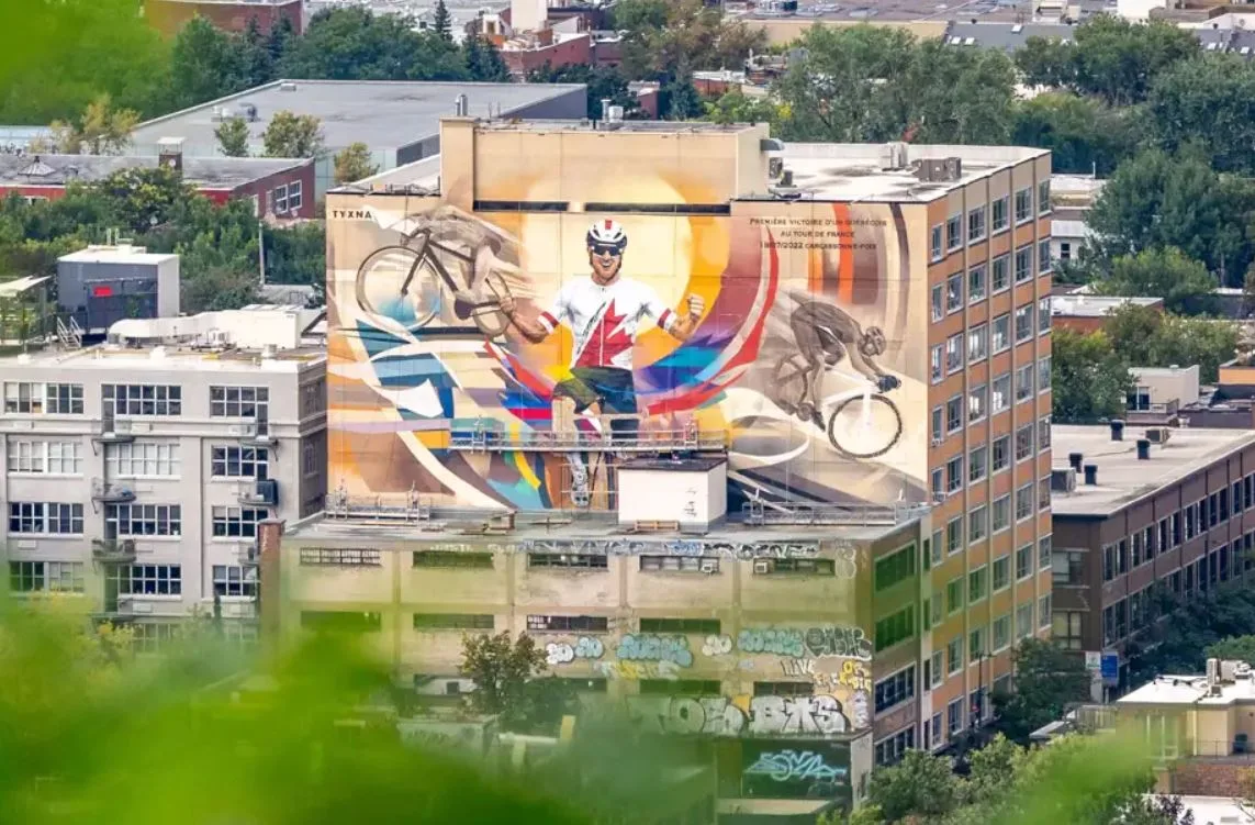 El mural con Michael Woods (La Presse)